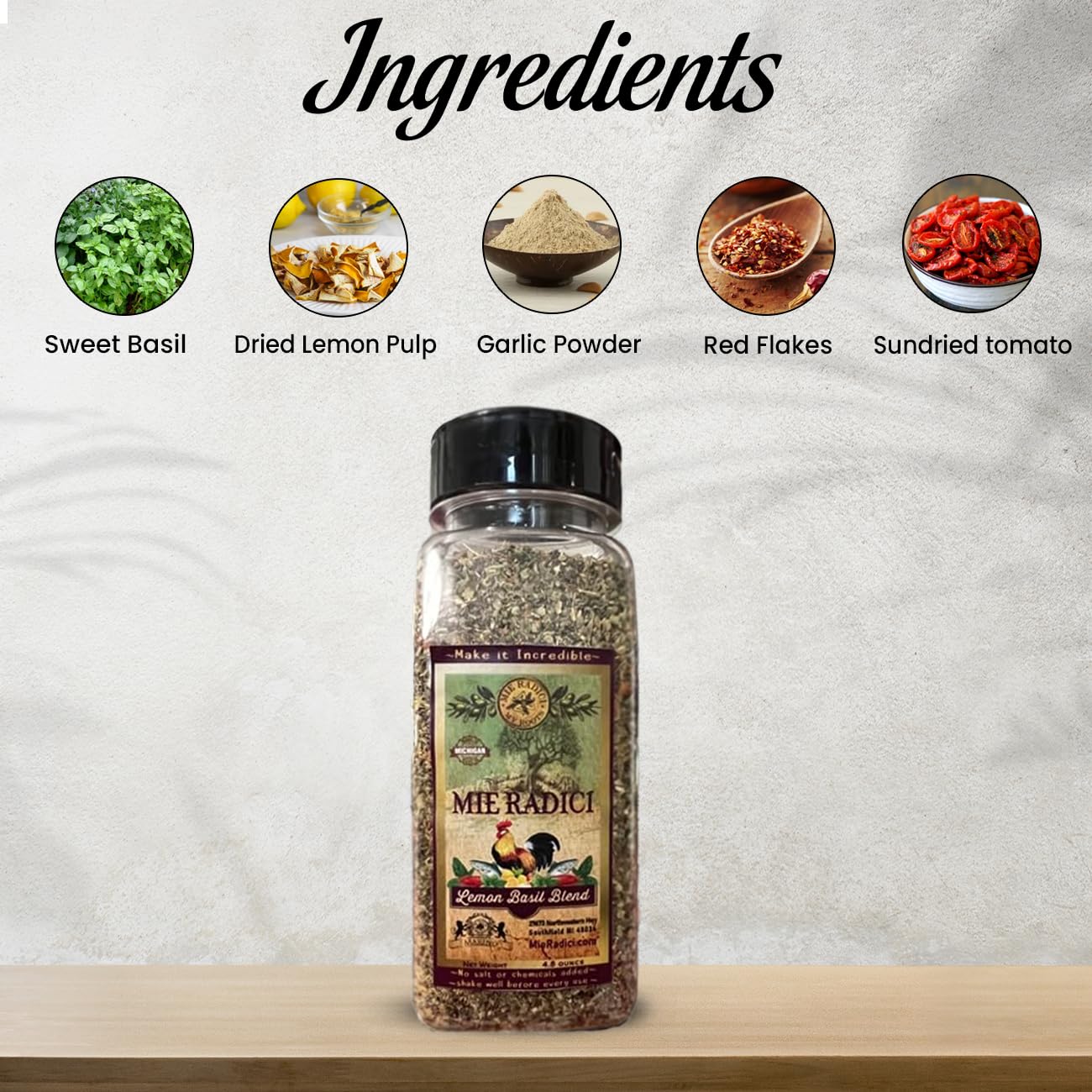 Lemon Basil Blend with shaker top
