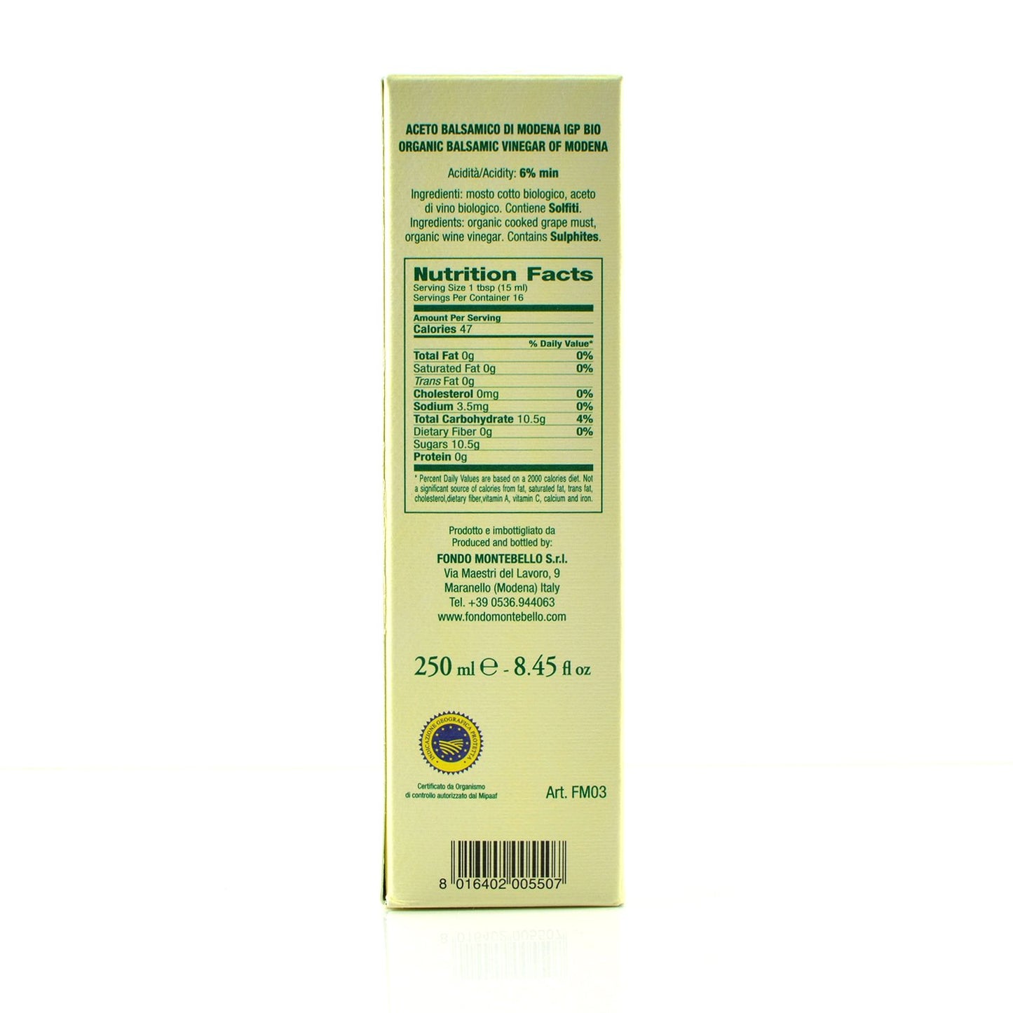 FM03 Fondo Montebello Balsamic Vinegar "Papillon" Organic